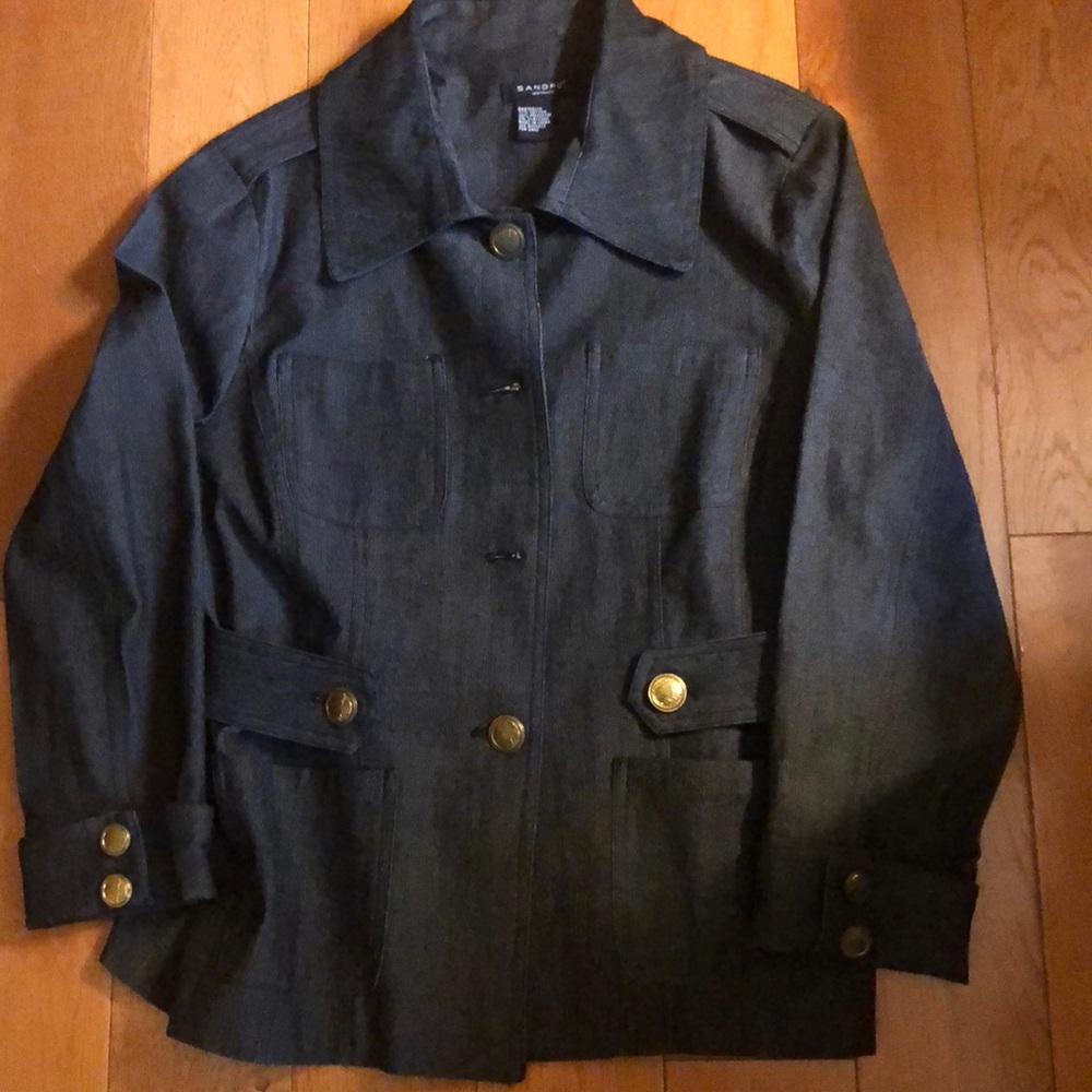 Dark Blue Denim Jacket with Gold Buttons